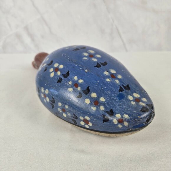 Vintage Tonala Pottery Duck Muted Tones Red Blue with Flowers - Picture 5 of 12